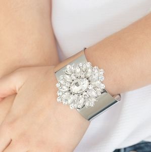White Rhinestone Cuff Bracelet